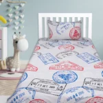 Cotton Single Bedsheet For Kids - STAMPS