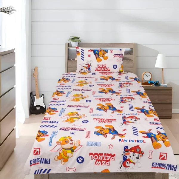 100% Cotton Single Bedsheet For Kids - PAW PATROL