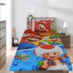 Cotton Single Bedsheet For Kids - MARIO